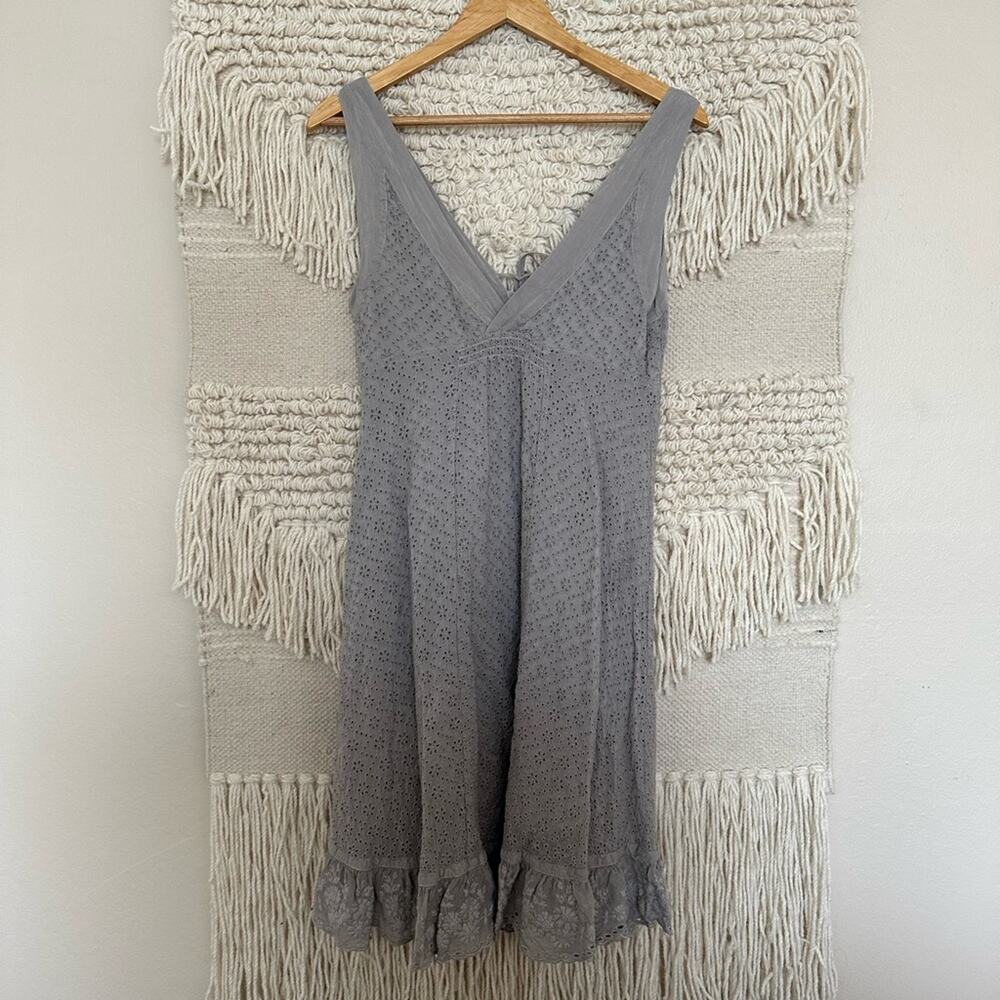 Johnny Was Gray Eyelet Ruffle Mini Dress - Picture 6 of 7